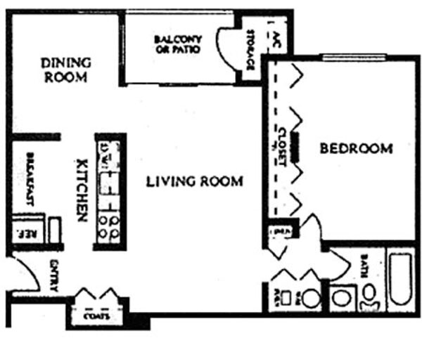 1 Bed 1 Bath (1A)