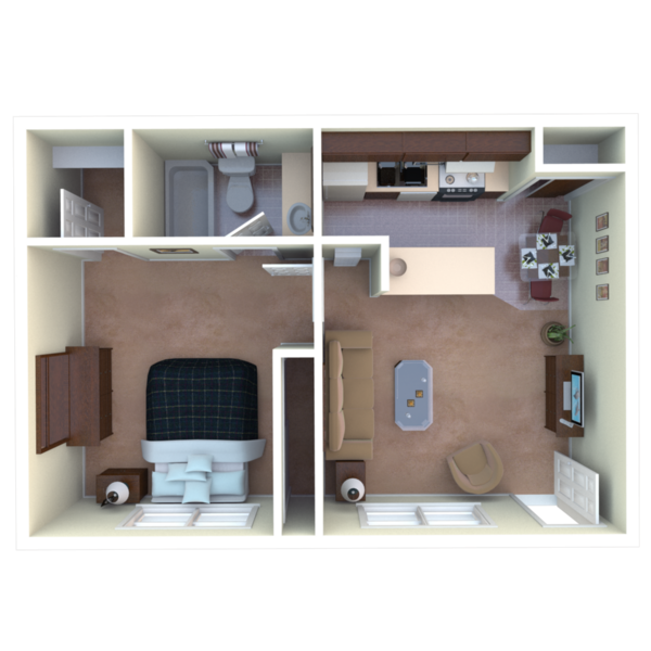 1 Bed 1 Bath (1X1)