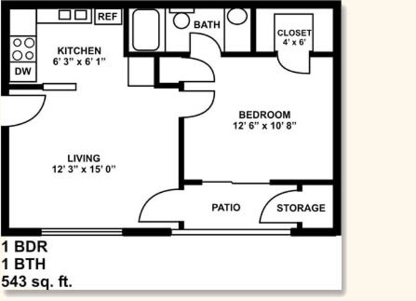 1 Bed 1 Bath (B)
