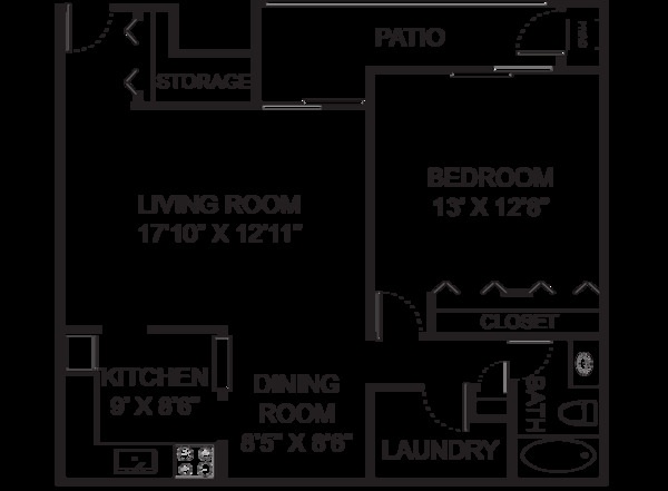 1 bed - 1 bath - 817 sq ft