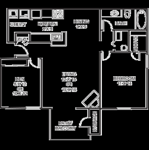 1 bedroom - 1 bathroom - den - 920 sq ft