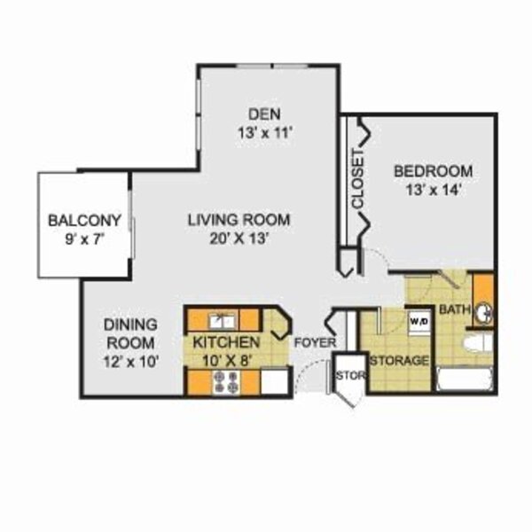 1 bed - 1 bath - den - 1036 sq ft