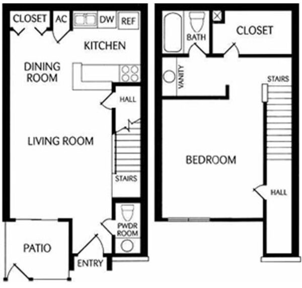 1 Bed 1.5 Bath Townhome (C)