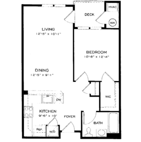 1 bedroom - 1 bathroom - (712-739) sq ft