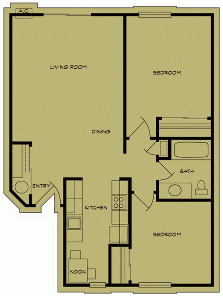 2 Bed 1 Bath
