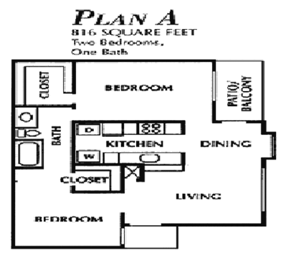2 Bed 1 Bath (A)