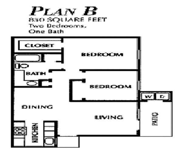 2 Bed 1 Bath (B)