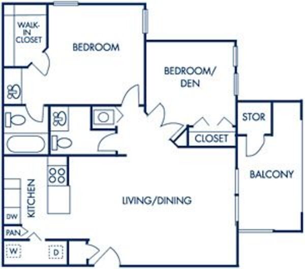 One Bedroom/Den: 830sqft - A2 Deluxe & A2p Premium