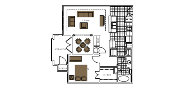 1 Bed 1 Bath (Plan Three)