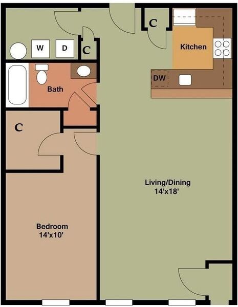 1BR/1BA