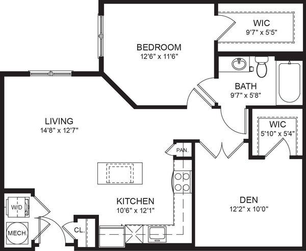 One Bed One Bath 821sf