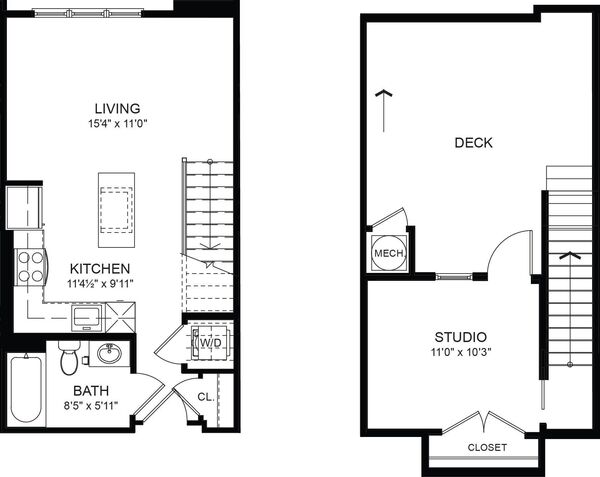One Bed One Bath 529 sf
