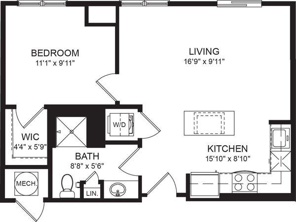 One Bed One Bath 533sf