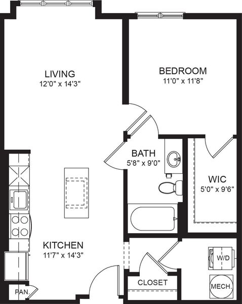 One Bed One Bed 659sf