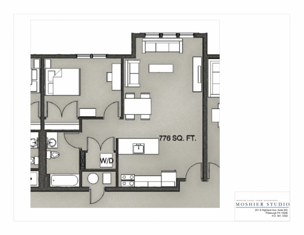 1 BR/1BTH NW 776sf
