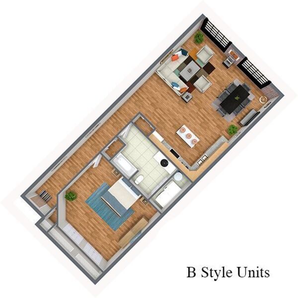 1 bed 1 bath B