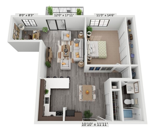 1D - 1 Bedroom with Den