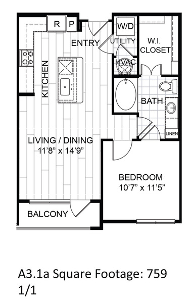 One Bedroom, One Bath (A3)