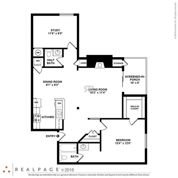 1 Bedroom 1.5 Bath