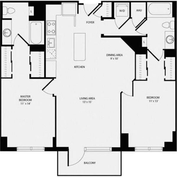 2 Bedrooms X