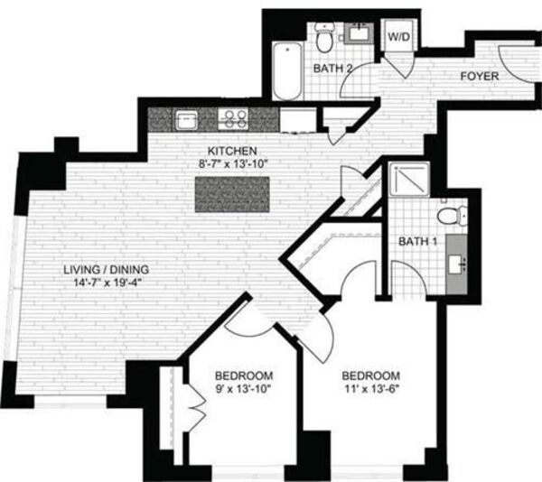 2 Bedrooms L