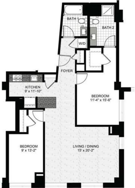 2 Bedrooms O