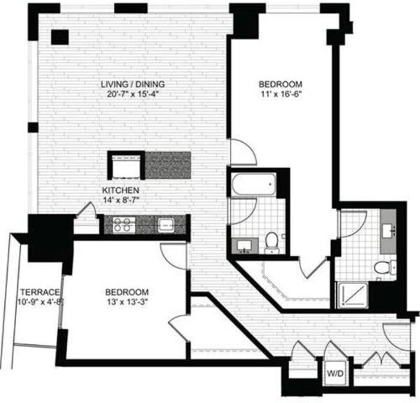 2 Bedrooms X