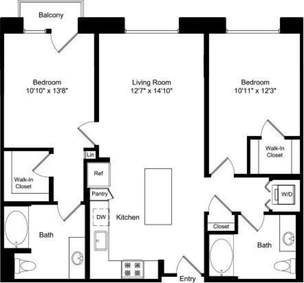 Two Bed B1 with Master Balcony