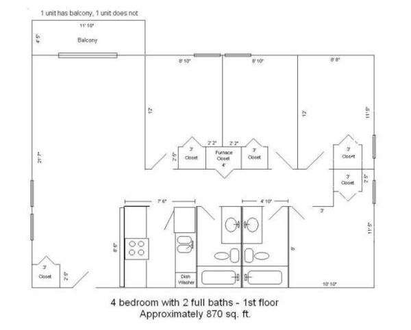 4 bed 2 Bath Ground