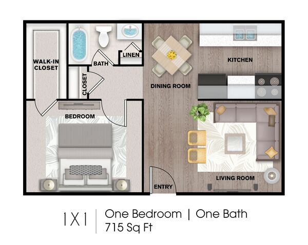 1 Bedroom, 1 Bath