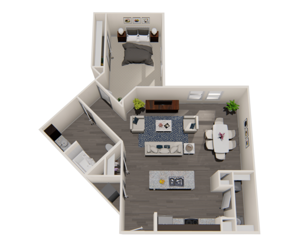 1 Bedroom 1 Bath Corner Unit