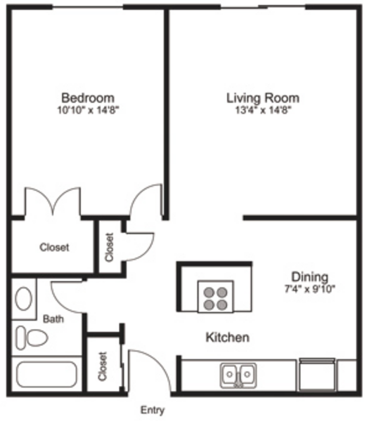 1 BED/ 1 BATH