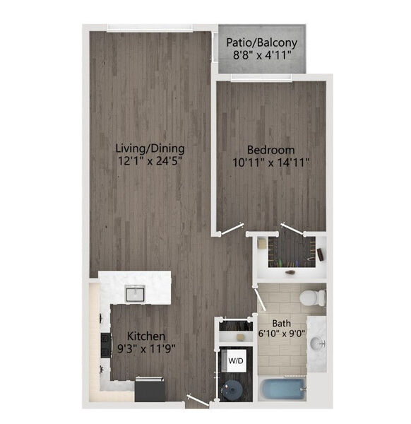 1 BR 1 Bath w Balcony