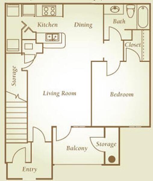 1 Bed 1 Bath down