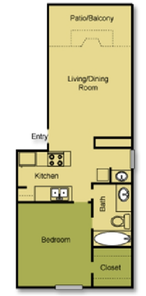 A2 1 bedroom 1 bathroom