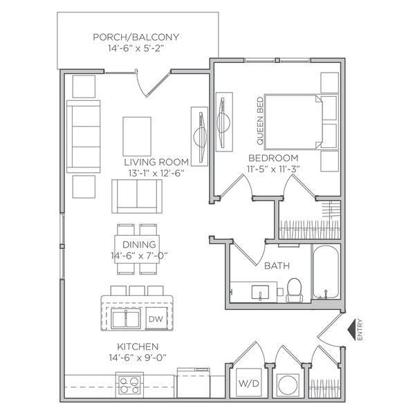 1 Bed 1 Bath A