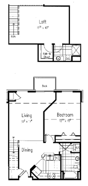 1 Bed 2 Bath (Loft)
