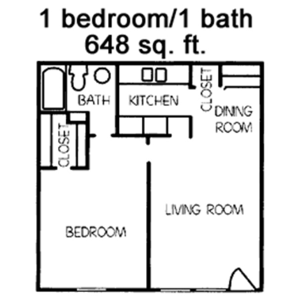 A-2 1 bdrm, 1 bathroom