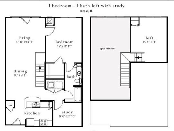 1 br w/loft & study (a3dl)