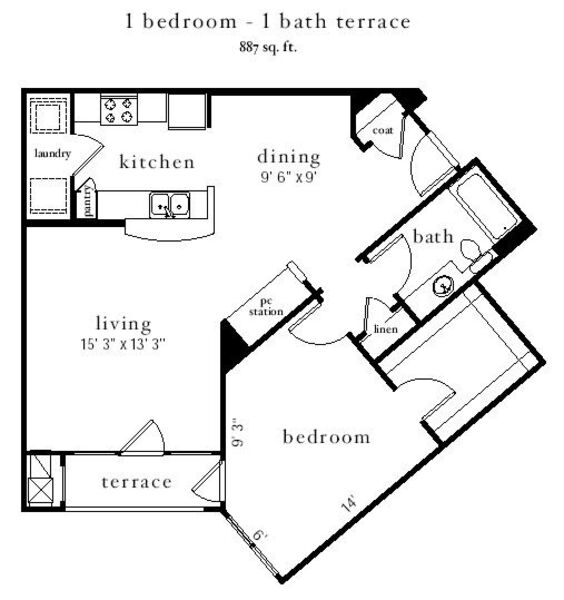 1BR (a5) 887sf