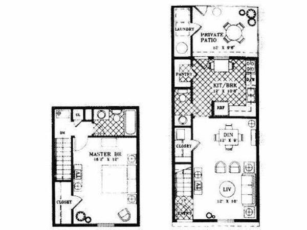 1 Bed 1.5 Bath Townhome (1A)