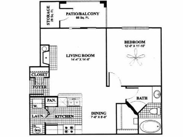 1 Bed 1 Bath (A1)