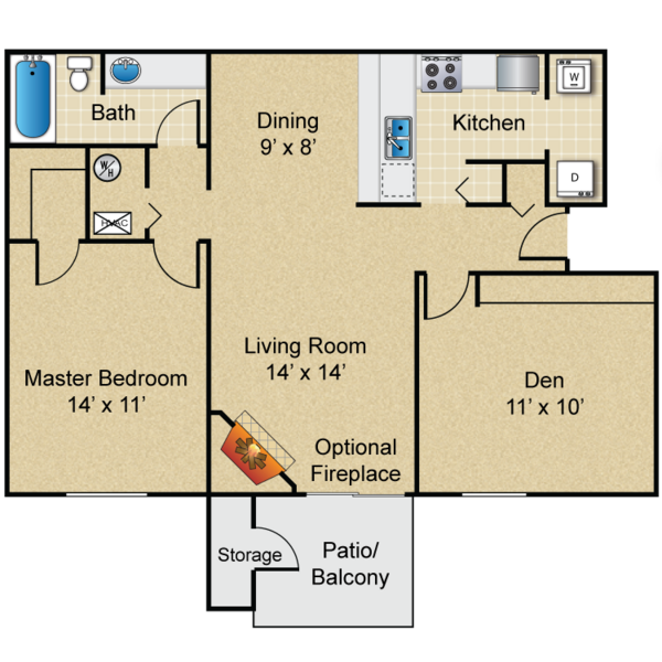 The Maple II - 1 Bedroom 1 Bat