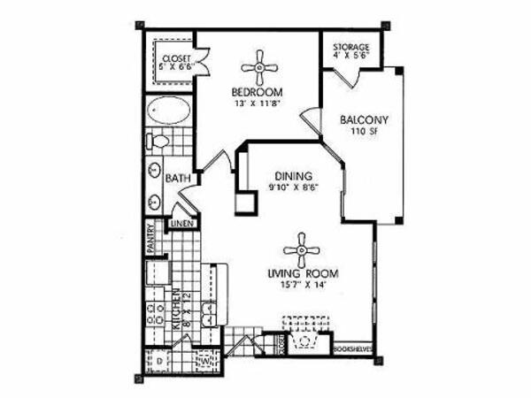 1 Bed 1 Bath (1B)