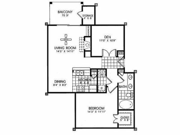 1 Bed 1 Bath (1D)