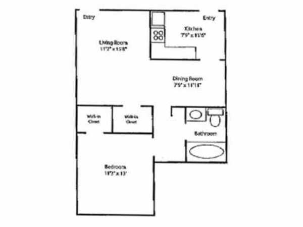 1 Bed 1 Bath (1B)