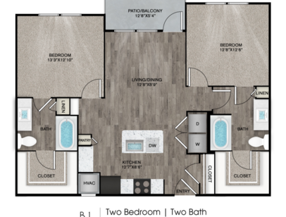 B1: Beds - 2: Baths - 2: SqFt Range - 1053 to 1053