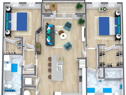 B1: Beds - 2: Baths - 2: SqFt Range - 1064 to