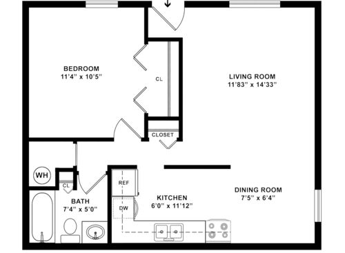 1 BR- 30% of Gross Income: Beds - 1: Baths - 1: SqFt Range - 600 to 600