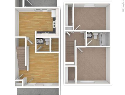 2 Bedroom 1.5 Bathroom: Beds - 2: Baths - 1.5: SqFt Range - 928 to 928